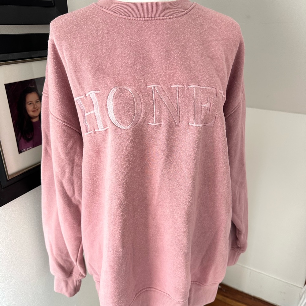 HONEY Embroidered Pink Women's Sweater